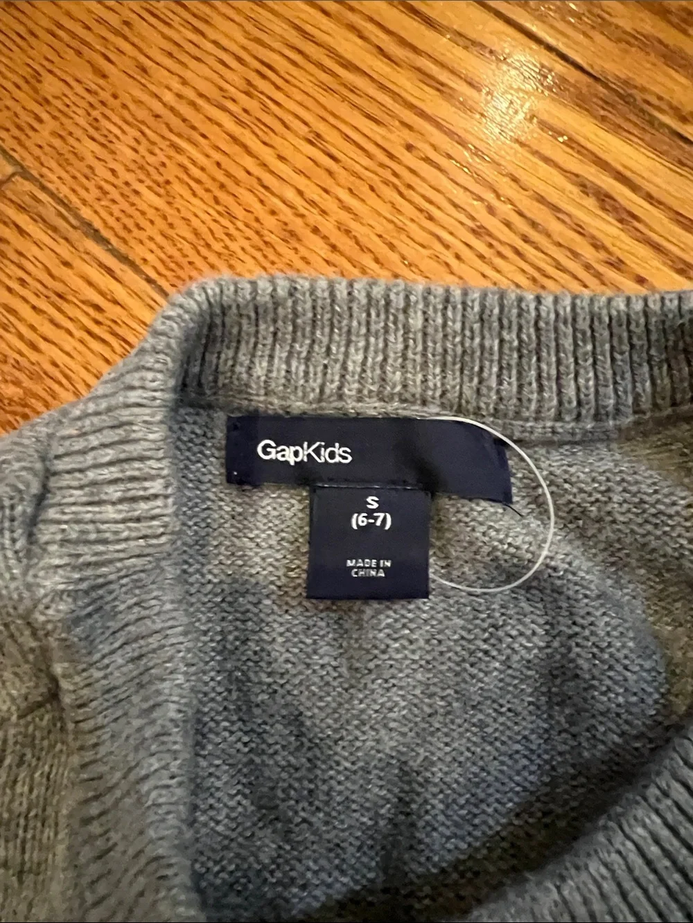 GAP Gray & White Striped Crewneck Sweater with Shoulder Buttons